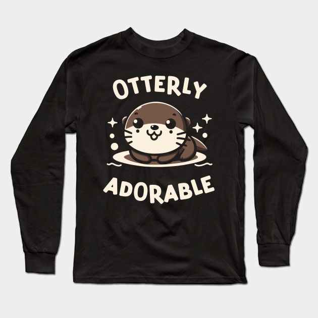 Cute Otter Pun Long Sleeve T-Shirt by Huhnerdieb Apparel